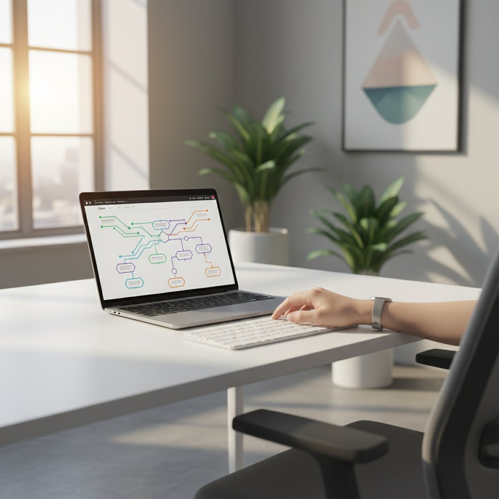 Osoba pracująca przy komputerze ucząca się automatyzacji zadań bez programowania